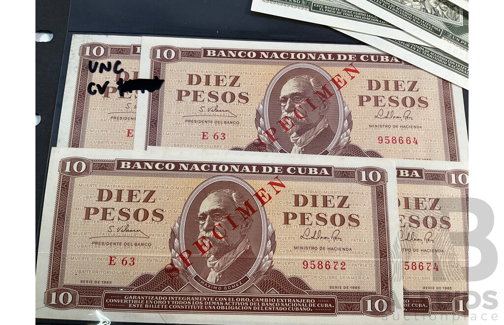 Collection of 1960's/70's Cuban UNC Specimen Bank Notes