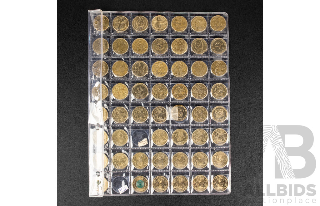 Australian One Dollar Commemorative/Circulation Coin Collection Spanning 1984 to 2026, Lacking 2021 Mob of Roos and 2016 Fifty Years Decimal Currency with Two 2026 Two Dollars, Bluey for Real and Bingo-Hooray