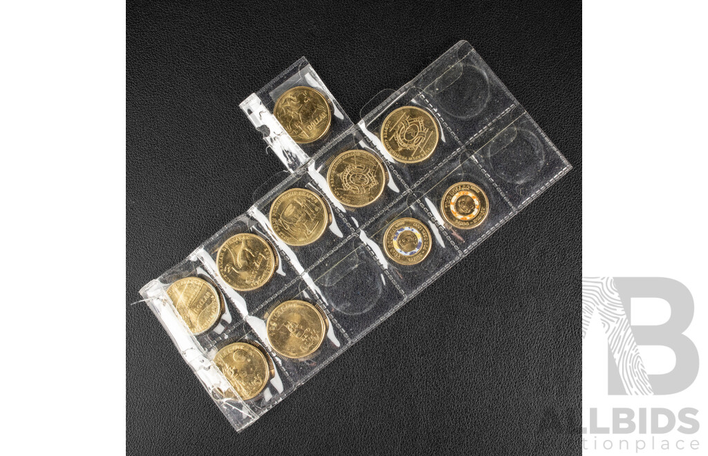 Australian One Dollar Commemorative/Circulation Coin Collection Spanning 1984 to 2026, Lacking 2021 Mob of Roos and 2016 Fifty Years Decimal Currency with Two 2026 Two Dollars, Bluey for Real and Bingo-Hooray