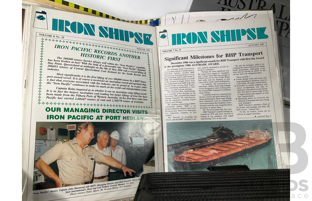 Collection of Books and Articles Relating to B.H.P Including Australians in Company, BHP in It's 100th Year, Three B.H.P 75 Years Hard Cover Books and More