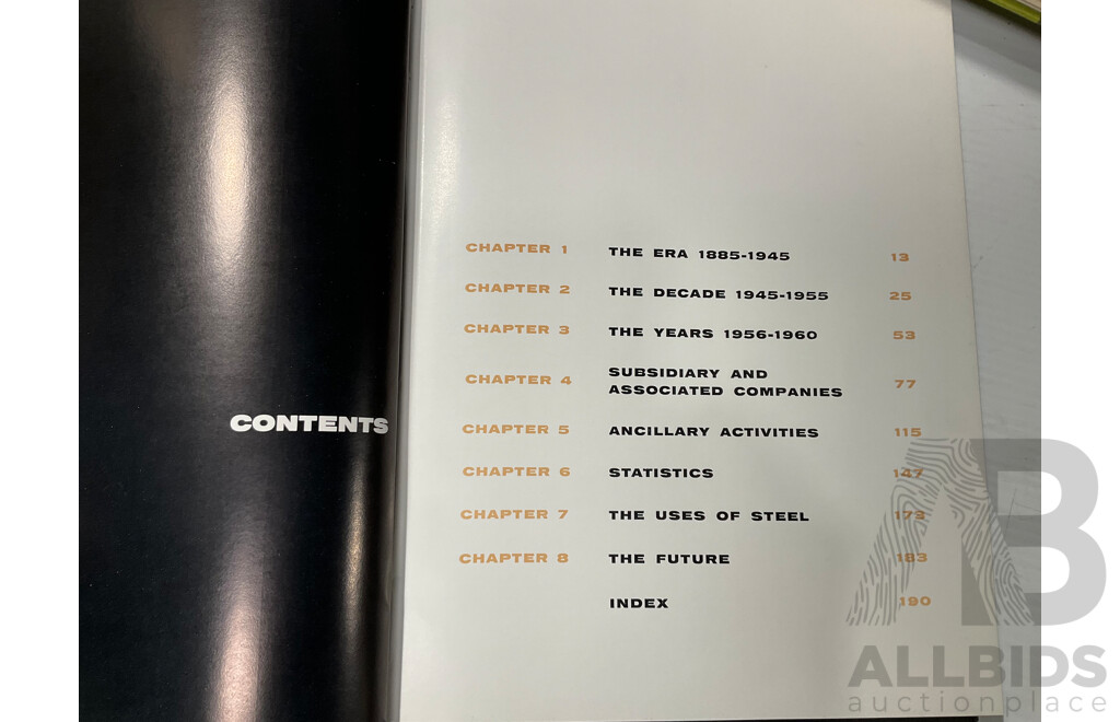 Collection of Books and Articles Relating to B.H.P Including Australians in Company, BHP in It's 100th Year, Three B.H.P 75 Years Hard Cover Books and More