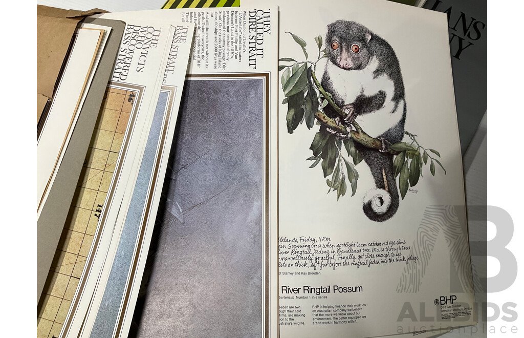 Collection of Books and Articles Relating to B.H.P Including Australians in Company, BHP in It's 100th Year, Three B.H.P 75 Years Hard Cover Books and More