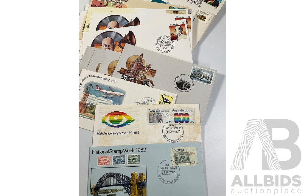 Collection of Australian First Day Covers Spanning 1969 to 1989 Including 1983 America's Cup, 175th Anniversary Rum Rebellion, Classic Children's Books and Much More