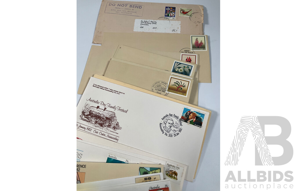 Collection of Australian First Day Covers Spanning 1969 to 1989 Including 1983 America's Cup, 175th Anniversary Rum Rebellion, Classic Children's Books and Much More