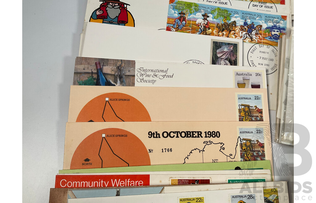 Australian 1980's First Day Covers Including Vending Machine Issues, Antarctic Scenes Series One, Parliament House Opening, Waltzing Matilda, Charles and Diana Wedding and More