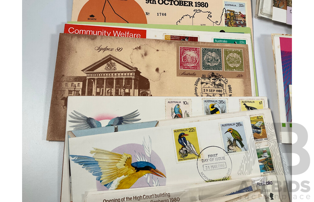Australian 1980's First Day Covers Including Vending Machine Issues, Antarctic Scenes Series One, Parliament House Opening, Waltzing Matilda, Charles and Diana Wedding and More