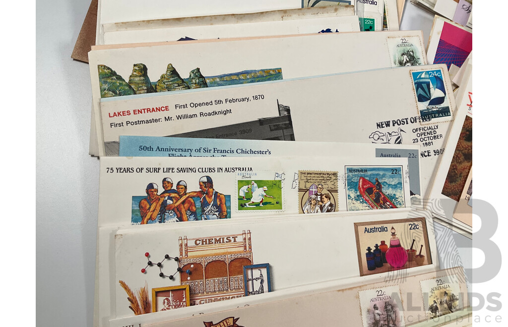 Australian 1980's First Day Covers Including Vending Machine Issues, Antarctic Scenes Series One, Parliament House Opening, Waltzing Matilda, Charles and Diana Wedding and More