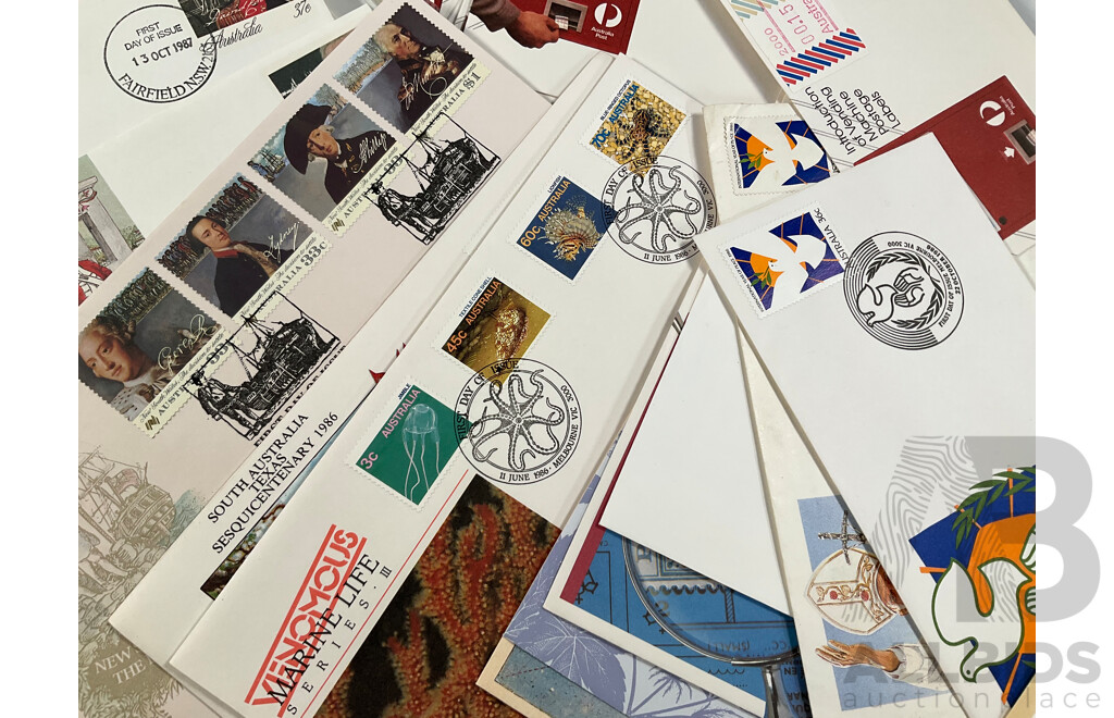 Australian 1980's First Day Covers Including Vending Machine Issues, Antarctic Scenes Series One, Parliament House Opening, Waltzing Matilda, Charles and Diana Wedding and More