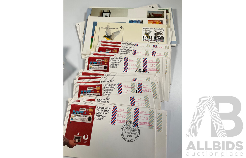 Australian 1980's First Day Covers Including Vending Machine Issues, Antarctic Scenes Series One, Parliament House Opening, Waltzing Matilda, Charles and Diana Wedding and More