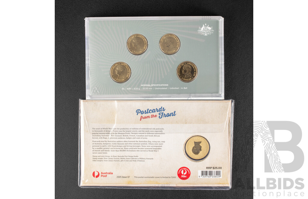 Royal Australian Mint 2025 60th Anniversary Four Coin Set, Mint Marked and Privy Marked with 2025 Postcards From the Front PNC