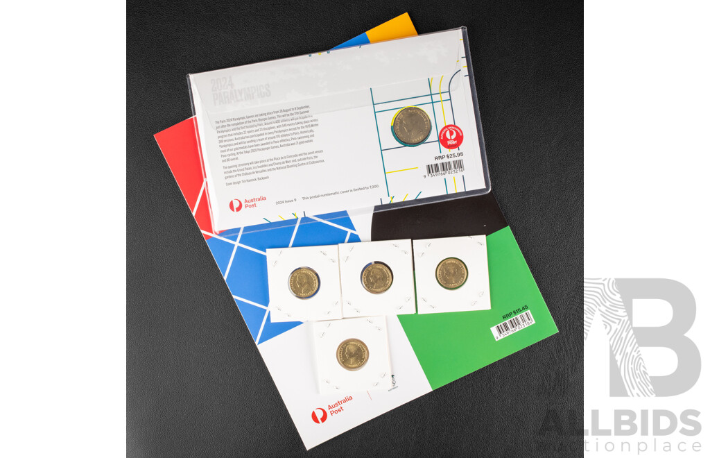 Australian 2024 Paris Paralympic and Olympic Coins and Stamps Including Two Dollar Coin Set, PNC and Stamp Sheet