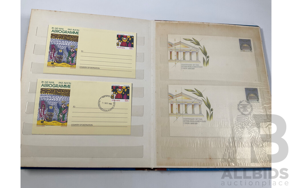 Album of Australian of Stamps, Examples Spanning 1966 to 1988 Including FDCs, Aerogrammes and Mini Sheets