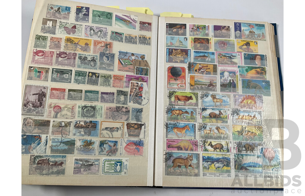 Album of Vintage International Stamps Including Australian Predecimal, France, United Kingdom, Germany, Belgium, Italy, USA, Russia, Israel, Canada, Grenada, PNG and More