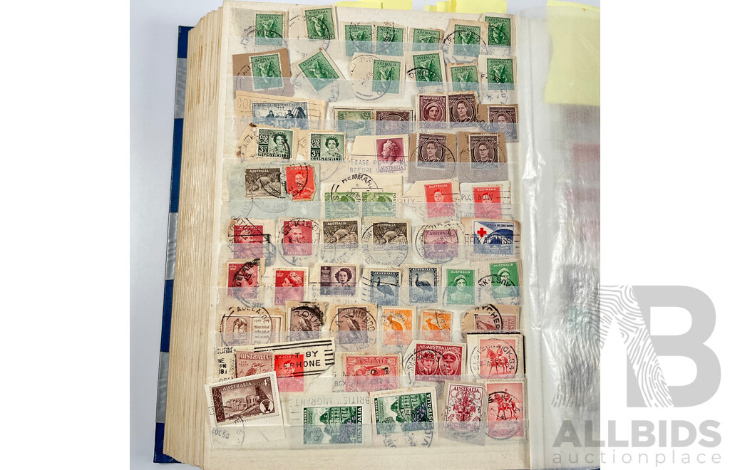 Album of Vintage International Stamps Including Australian Predecimal, France, United Kingdom, Germany, Belgium, Italy, USA, Russia, Israel, Canada, Grenada, PNG and More