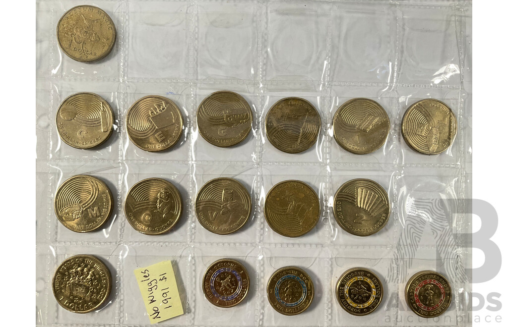 Collection of Australian Commemorative One and Two Dollar Coins Spanning 2017 to 2026 Including Eleven 2019 Coin Hunt, Fourteen 2021 Coin Hunt, Sixteen 2022 Coin Hunt, Ten 2023 Aussie Big Things, 2023 Matildas Set and More