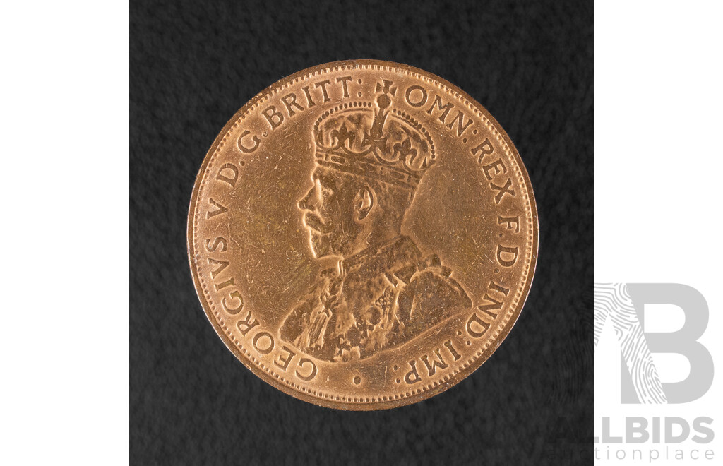 Australian 1936 KGV Penny, High Grade in Rotating Holder