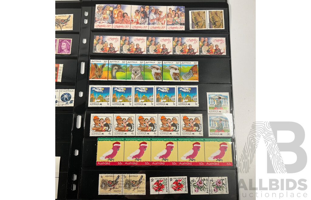 Collection of Australian Predecimal and Decimal Stamps, Many Mints, Blocks, Booklets, Ten Dollar Tom Roberts, Perfins, Mini Sheets, Aerogrammes, Double Sided Hangers