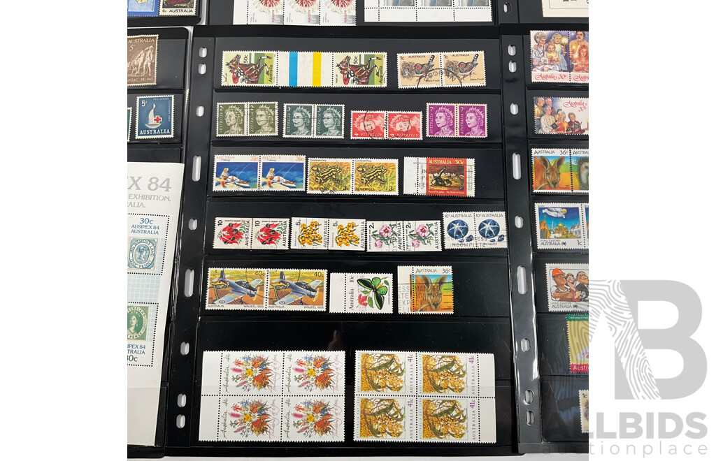 Collection of Australian Predecimal and Decimal Stamps, Many Mints, Blocks, Booklets, Ten Dollar Tom Roberts, Perfins, Mini Sheets, Aerogrammes, Double Sided Hangers