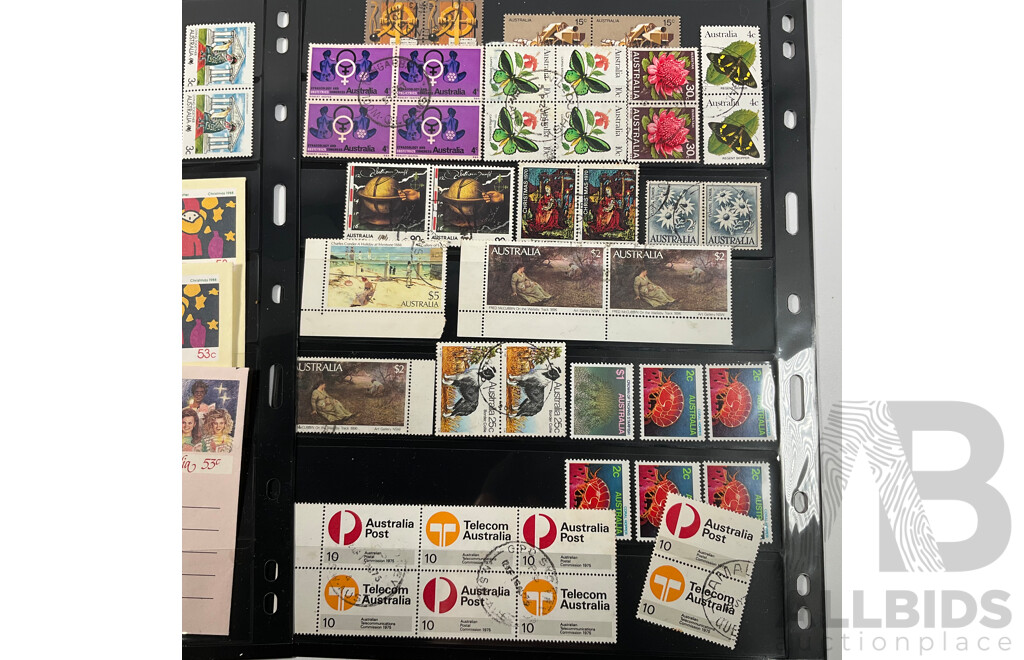 Collection of Australian Predecimal and Decimal Stamps, Many Mints, Blocks, Booklets, Ten Dollar Tom Roberts, Perfins, Mini Sheets, Aerogrammes, Double Sided Hangers