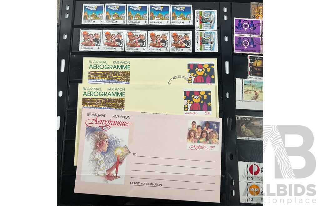Collection of Australian Predecimal and Decimal Stamps, Many Mints, Blocks, Booklets, Ten Dollar Tom Roberts, Perfins, Mini Sheets, Aerogrammes, Double Sided Hangers