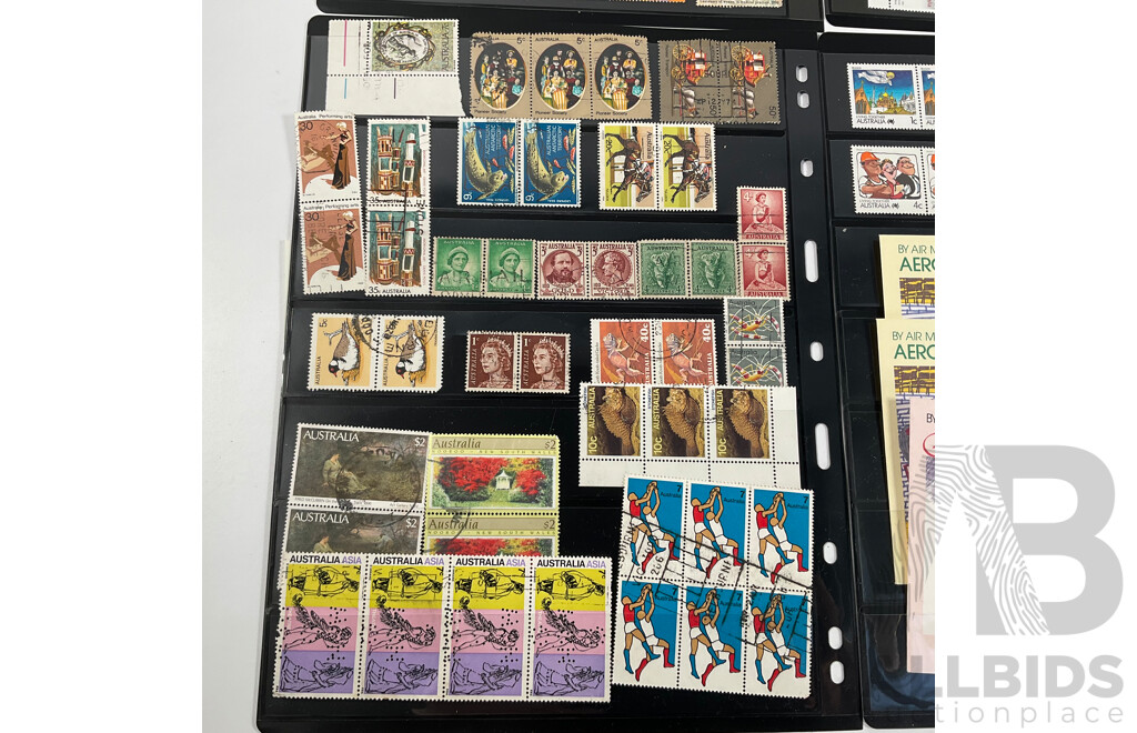 Collection of Australian Predecimal and Decimal Stamps, Many Mints, Blocks, Booklets, Ten Dollar Tom Roberts, Perfins, Mini Sheets, Aerogrammes, Double Sided Hangers