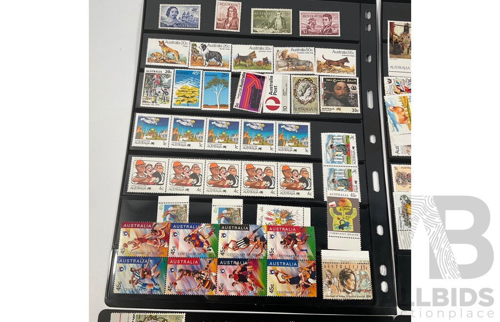 Collection of Australian Predecimal and Decimal Stamps, Many Mints, Blocks, Booklets, Ten Dollar Tom Roberts, Perfins, Mini Sheets, Aerogrammes, Double Sided Hangers