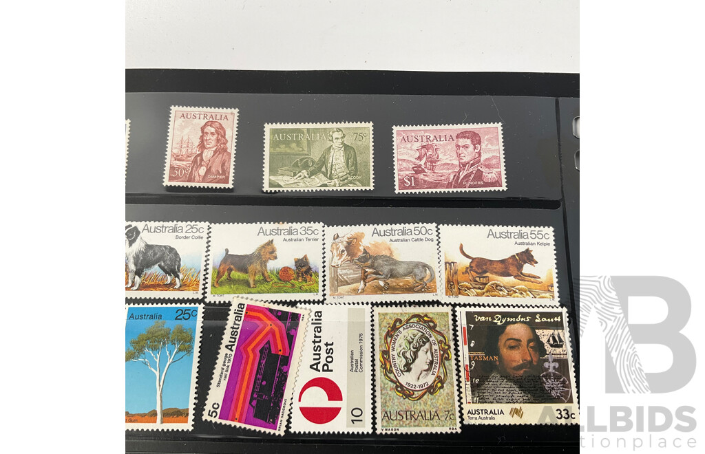 Collection of Australian Predecimal and Decimal Stamps, Many Mints, Blocks, Booklets, Ten Dollar Tom Roberts, Perfins, Mini Sheets, Aerogrammes, Double Sided Hangers