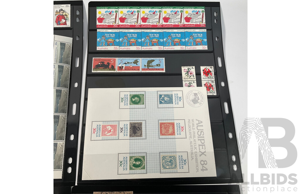 Collection of Australian Predecimal and Decimal Stamps, Many Mints, Blocks, Booklets, Ten Dollar Tom Roberts, Perfins, Mini Sheets, Aerogrammes, Double Sided Hangers