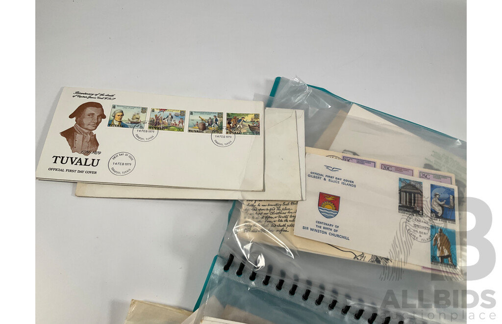 Folder of International First Day Covers Including Christmas Island, Switzerland, Tuvalu, Israel, Ireland, Great Britain and More