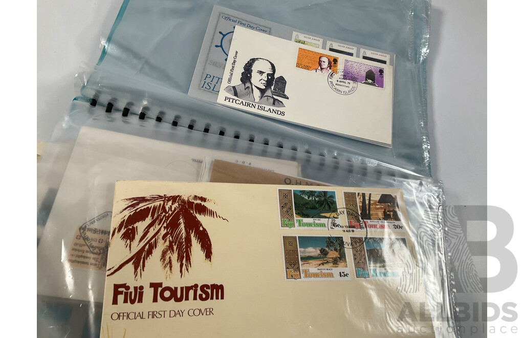 Folder of International First Day Covers Including Christmas Island, Switzerland, Tuvalu, Israel, Ireland, Great Britain and More