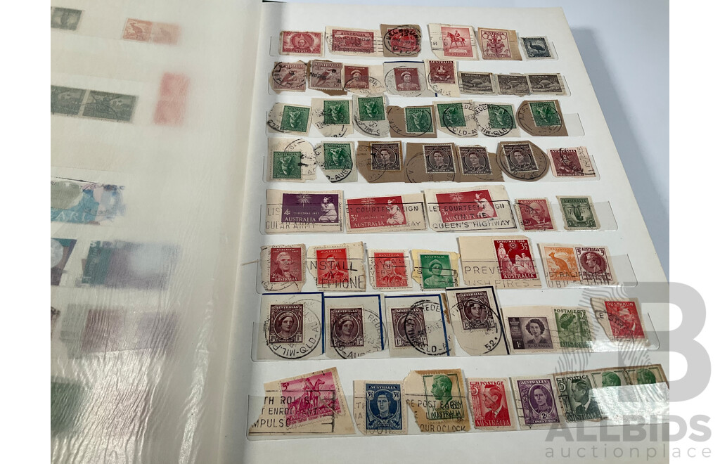Album of Australian Mint and Cancelled Stamps Spanning 1966 to 1986, Mint Strips, Blocks and Mini Sheets, Many Sets, Some Predecimal