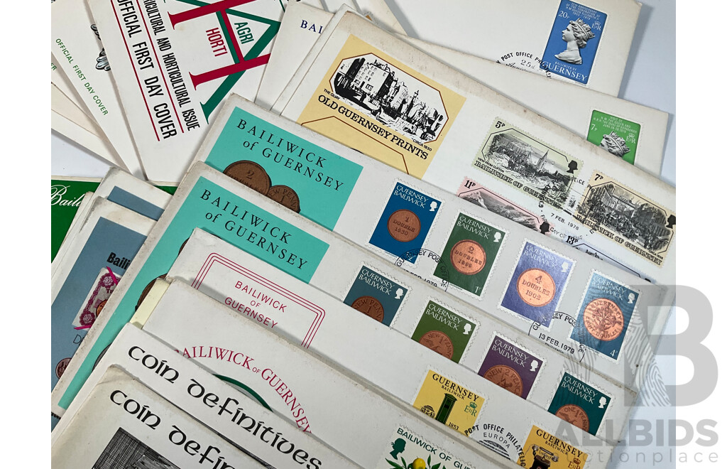 Collection of Vintage First Day Covers Including Vanuatu, Gibraltar, Samoa, Bailiwick of Guernsey, Examples Spanning 1960’s to 1980’s