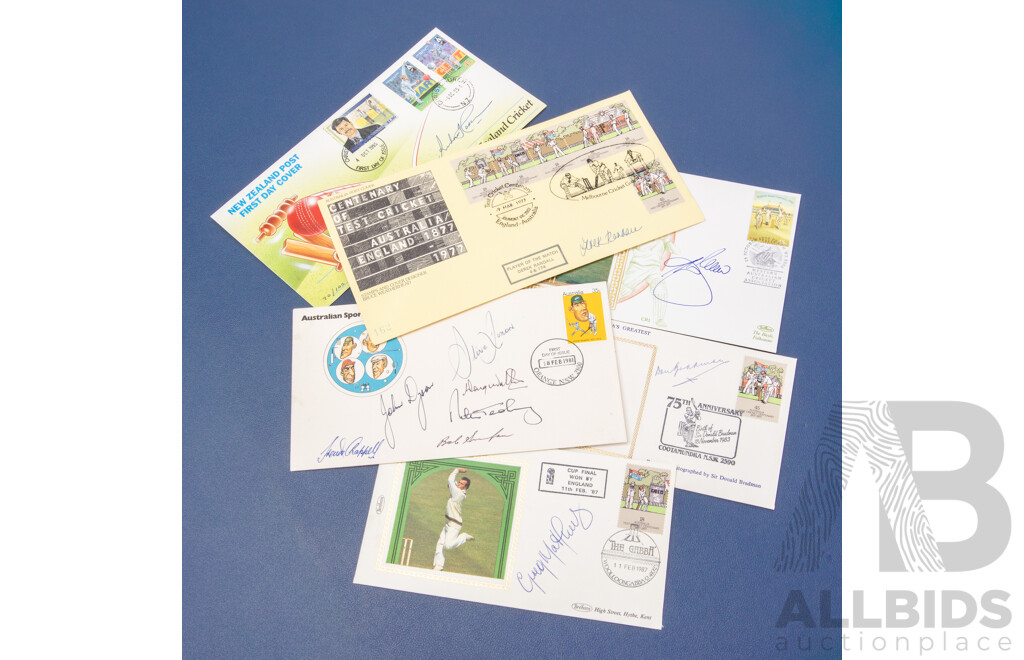 Australian Cricket Signed First Day Cover Collection, Bradman, Border, Waugh & Others