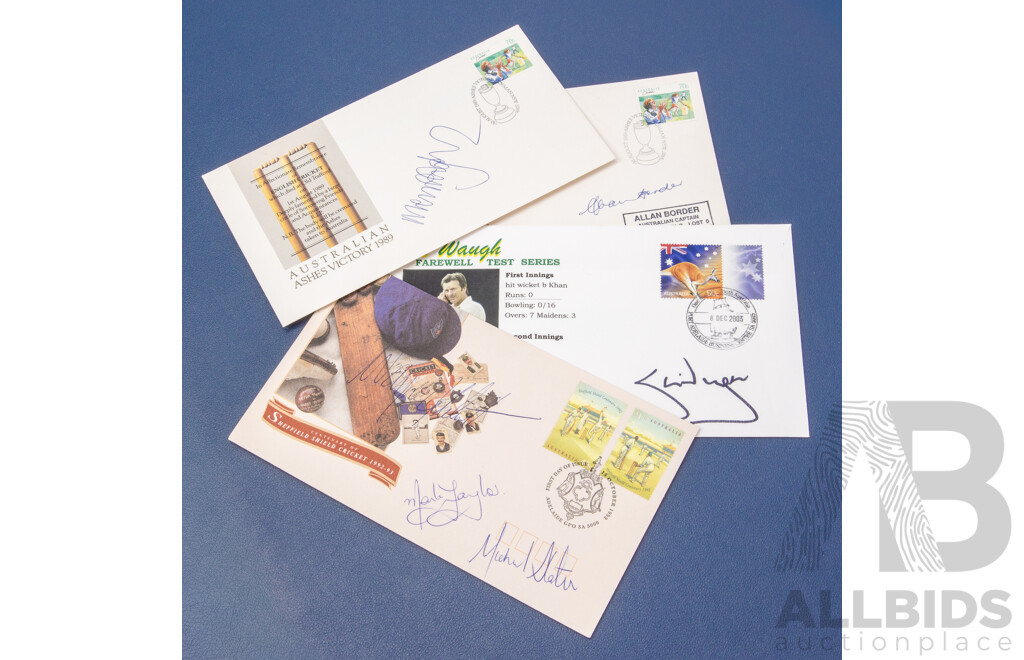 Australian Cricket Signed First Day Cover Collection, Bradman, Border, Waugh & Others