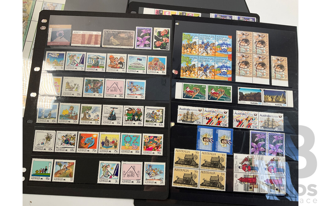 Collection of Australian 1980's-90's Mint Stamps, Blocks and Booklets Including Sets, Bicentennial, USA Joint Issue and More