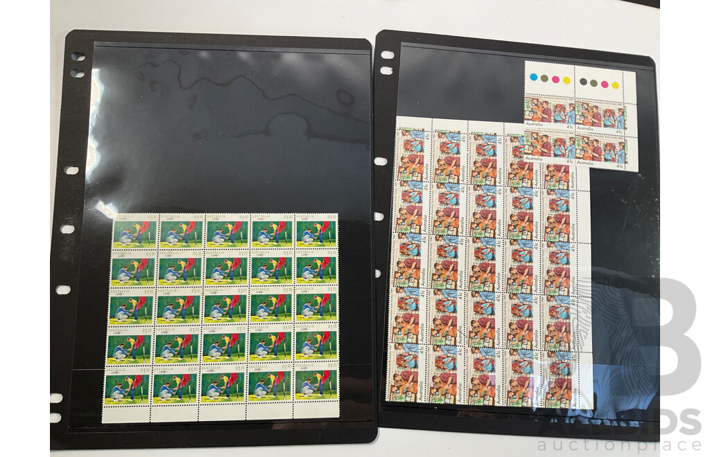 Collection of Australian 1980's-90's Mint Stamps, Blocks and Booklets Including Sets, Bicentennial, USA Joint Issue and More
