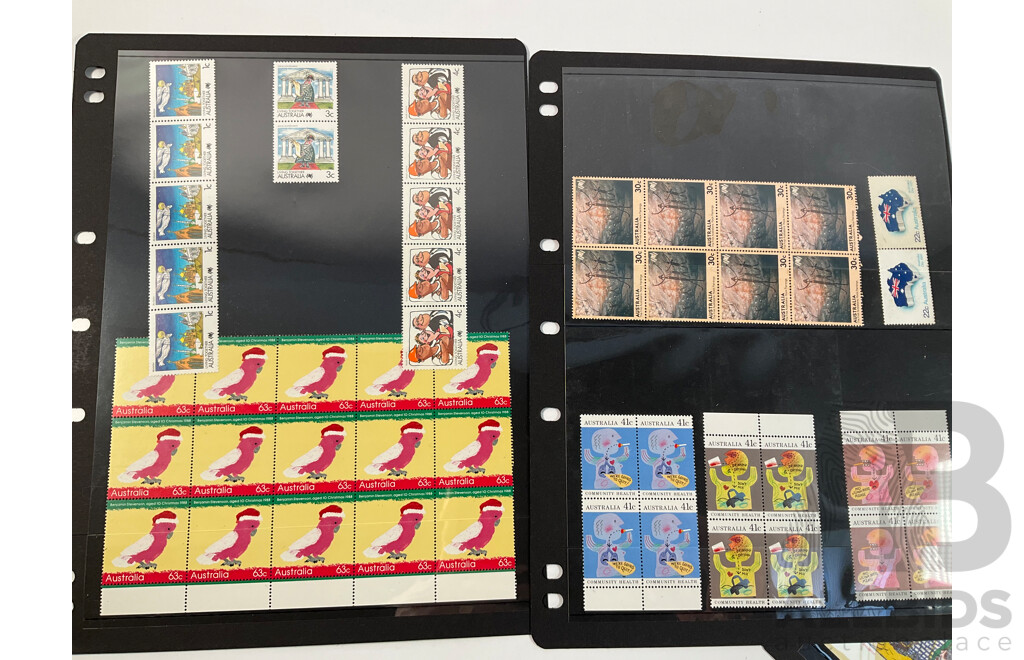 Collection of Australian 1980's-90's Mint Stamps, Blocks and Booklets Including Sets, Bicentennial, USA Joint Issue and More