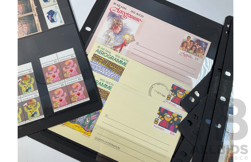 Collection of Australian 1980's-90's Mint Stamps, Blocks and Booklets Including Sets, Bicentennial, USA Joint Issue and More