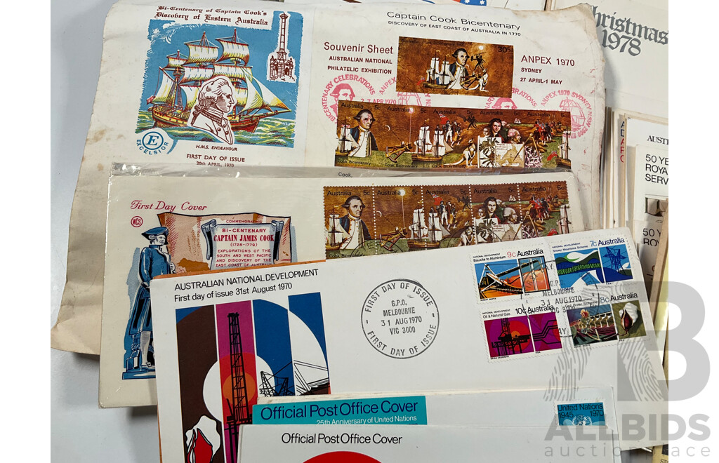 Collection of Australian 1970's First Day Covers, Examples Spanning 1970 to 1979
