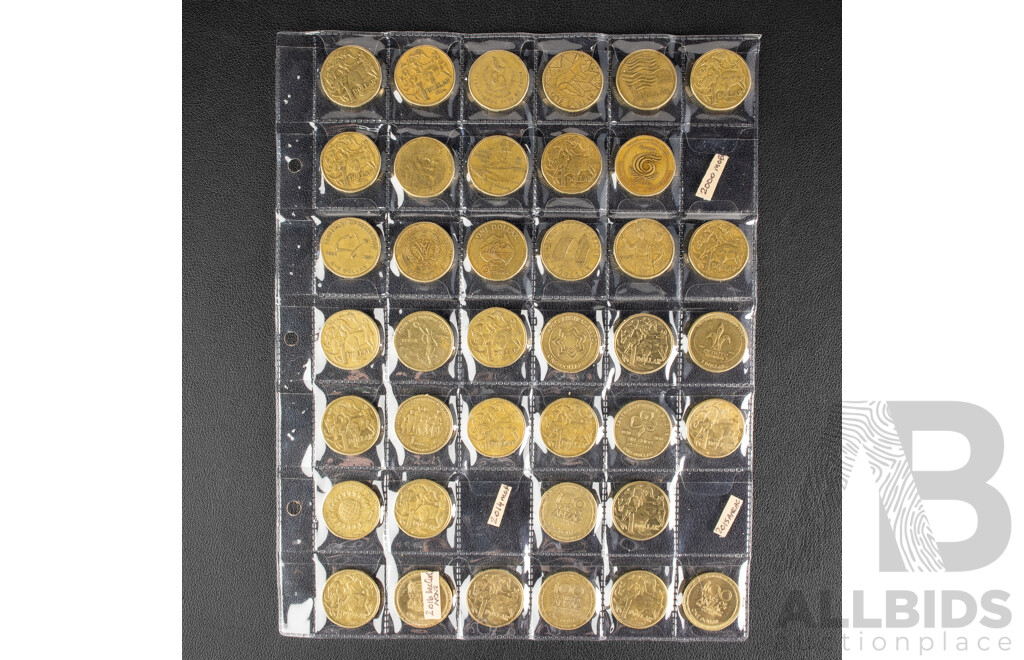 Australian Set of Fifty Circulating One Dollar Coins, Consecutive 1984 to 2026, Lacking Five Coins with Two 2026 Two Dollar Coins, Bluey for Real Life and Bingo/Hooray