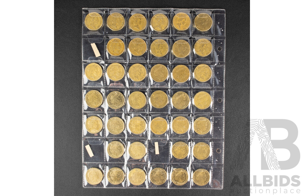 Australian Set of Fifty Circulating One Dollar Coins, Consecutive 1984 to 2026, Lacking Five Coins with Two 2026 Two Dollar Coins, Bluey for Real Life and Bingo/Hooray