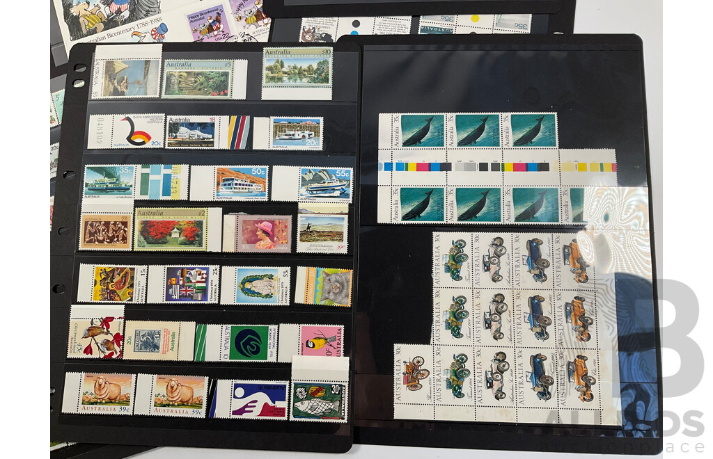 Collection of Australian Mint Stamp, Blocks, Pairs, Including Ten Dollar Botanic Gardens, Five Dollar Mawarra, Two Five Dollar Arthur Streeton, Aerogrammes and First Day Covers