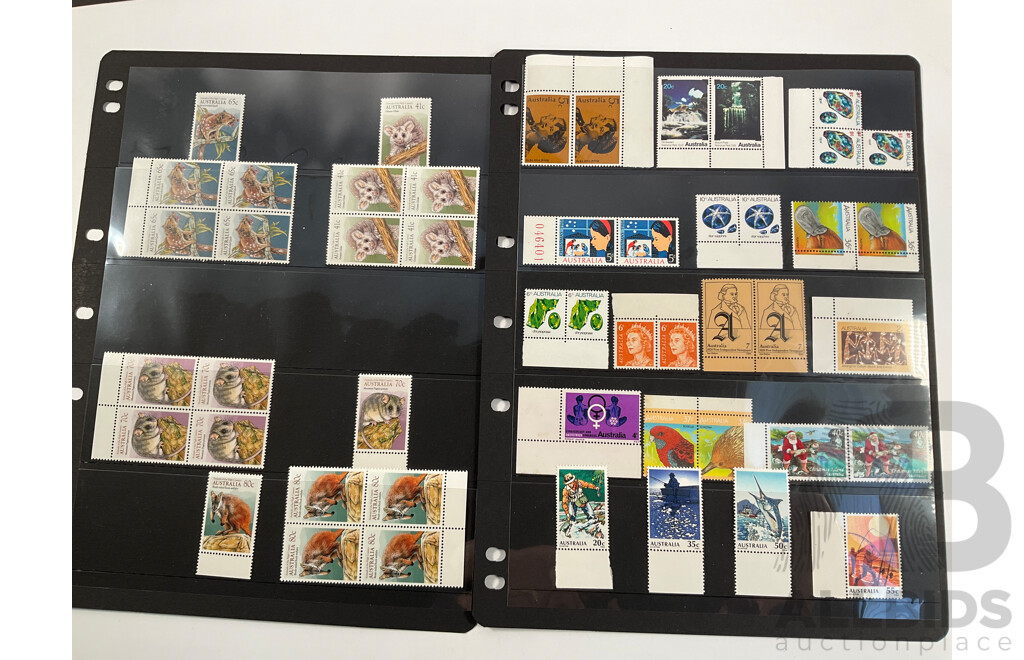 Collection of Australian Mint Stamp, Blocks, Pairs, Including Ten Dollar Botanic Gardens, Five Dollar Mawarra, Two Five Dollar Arthur Streeton, Aerogrammes and First Day Covers