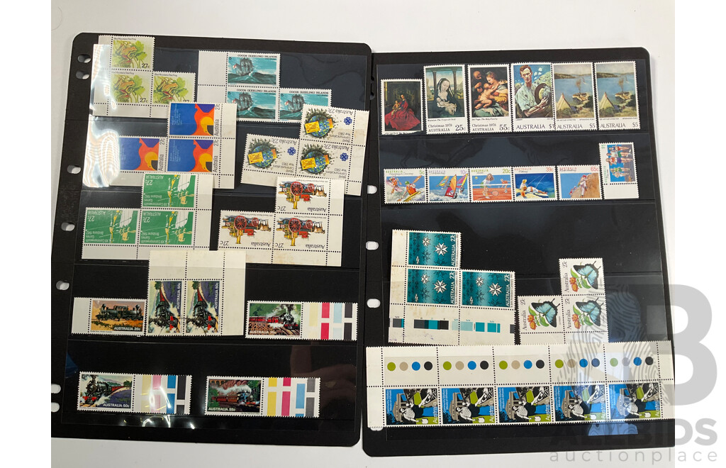 Collection of Australian Mint Stamp, Blocks, Pairs, Including Ten Dollar Botanic Gardens, Five Dollar Mawarra, Two Five Dollar Arthur Streeton, Aerogrammes and First Day Covers