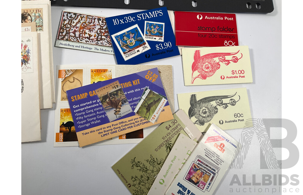 Collection of Australian Mint Stamps and First Day Covers Including Stamp Books, Dirk Hartog Mint Sheet, 1994 Year of the Family PNC and More