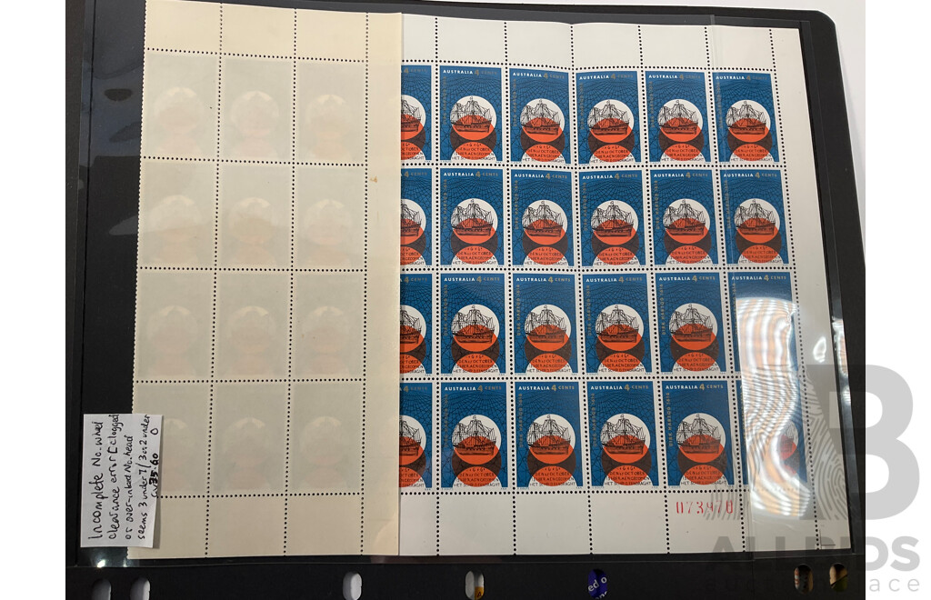 Collection of Australian Mint Stamps and First Day Covers Including Stamp Books, Dirk Hartog Mint Sheet, 1994 Year of the Family PNC and More