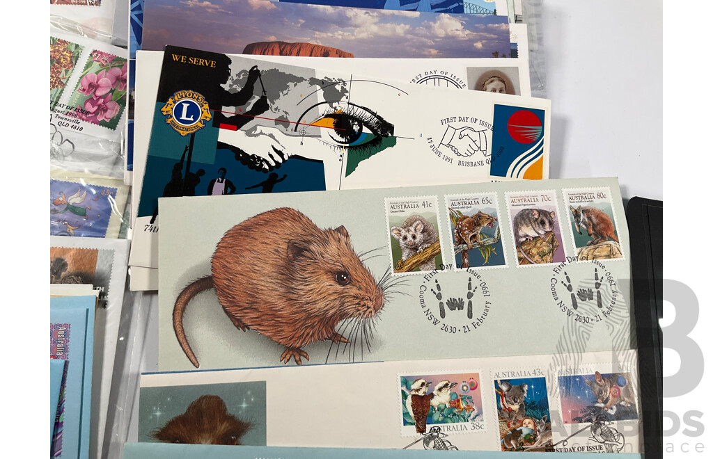 Collection of Australian Mint Stamps and First Day Covers Including Stamp Books, Dirk Hartog Mint Sheet, 1994 Year of the Family PNC and More