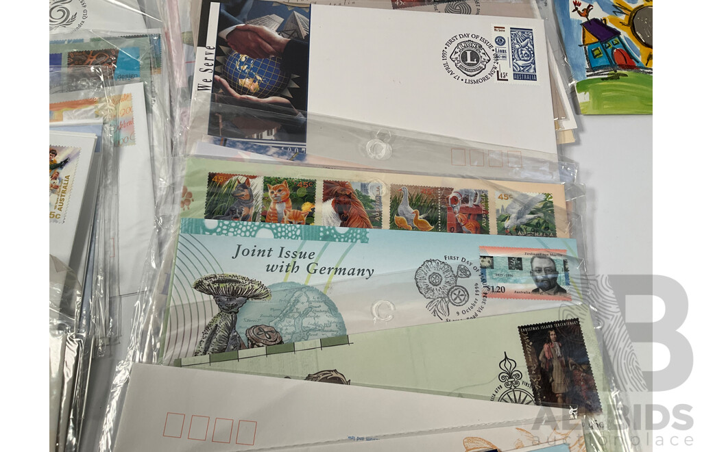 Collection of Australian Mint Stamps and First Day Covers Including Stamp Books, Dirk Hartog Mint Sheet, 1994 Year of the Family PNC and More