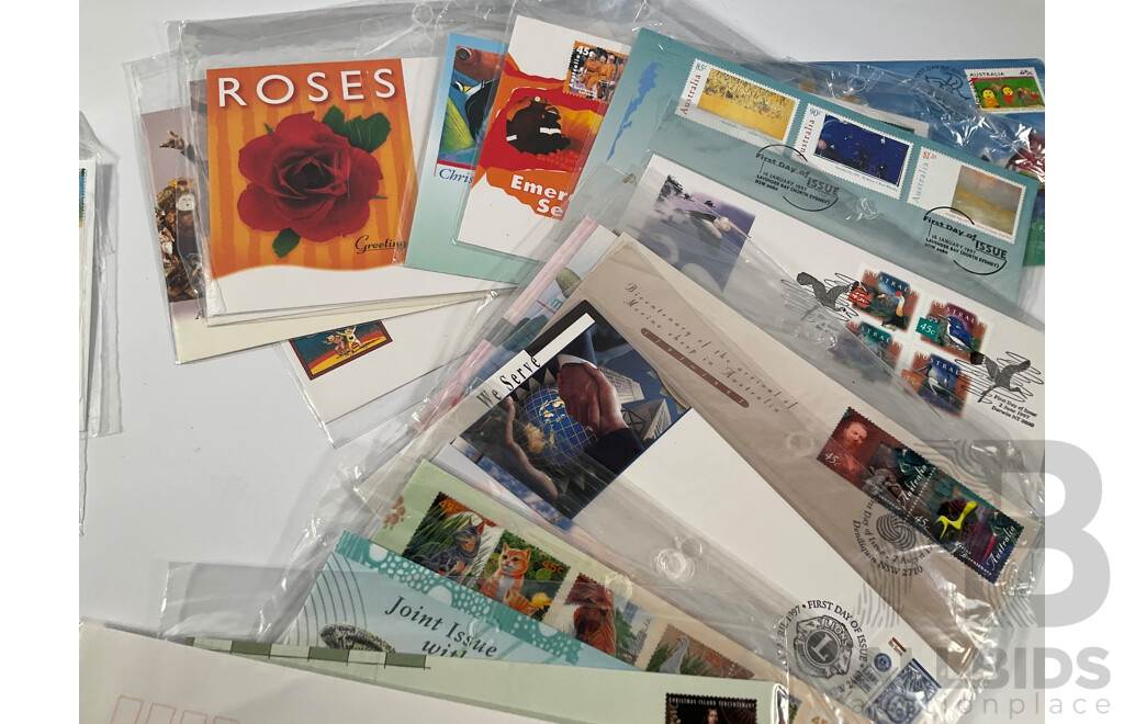 Collection of Australian Mint Stamps and First Day Covers Including Stamp Books, Dirk Hartog Mint Sheet, 1994 Year of the Family PNC and More