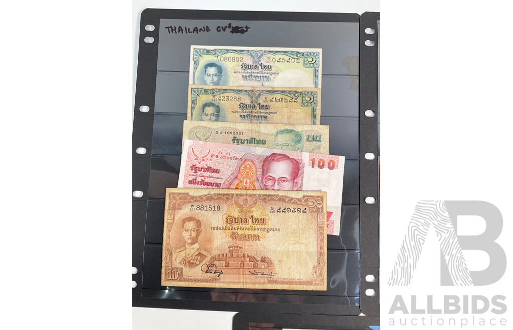 Collection of Vinatge Thailand and Philippines Banknotes Including World War Two Examples